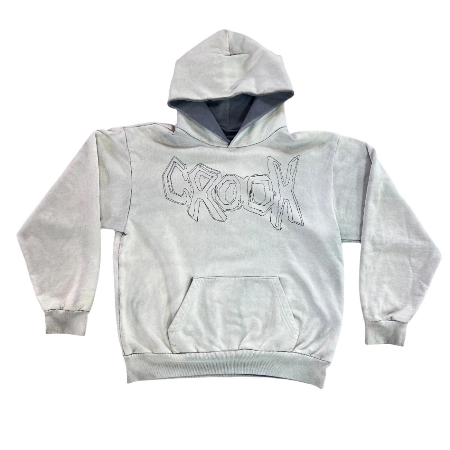 Heavy street hoodie distressed grey